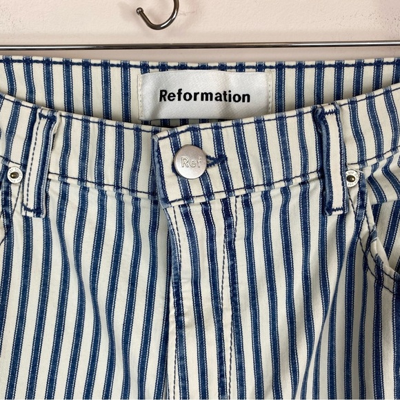 Reformation Stretch Flood Wide Leg Jeans in Fiji Stripe - Picture 5 of 10